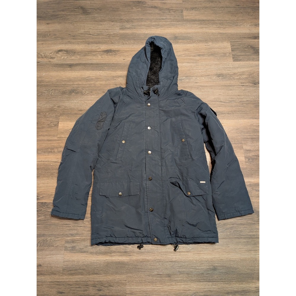 Carhartt WIP‎ Mens Anchorage Parka Navy Blue Hooded Winter Jacket Coat Large